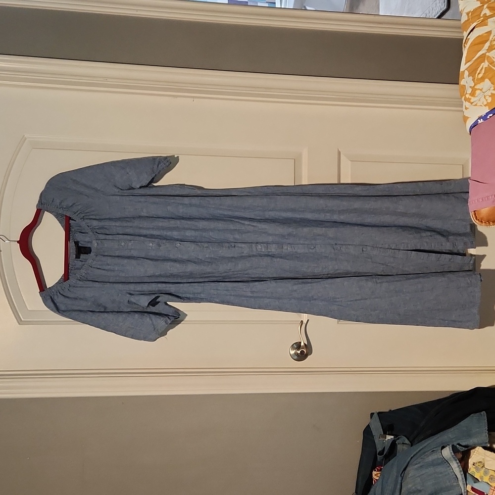 Ashley Stewart long chambray denim dress.
